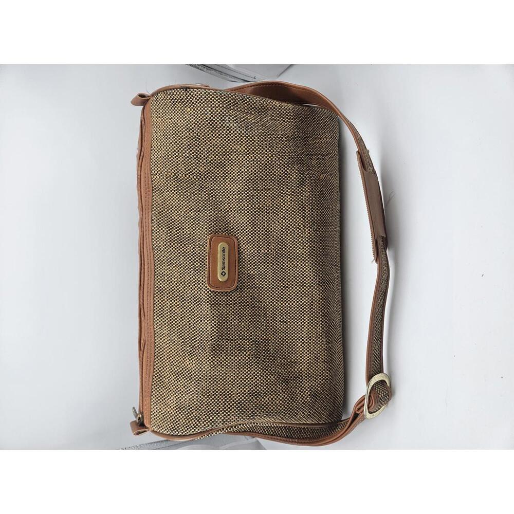 ​Vintage Samsonite Tapestry Duffle Bag Shoulder Strap 14 x 8.in Tweed Pattern